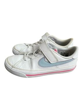 Nike Court Legacy Kids Size 1.5 Low Top White Blue Pink Sneakers